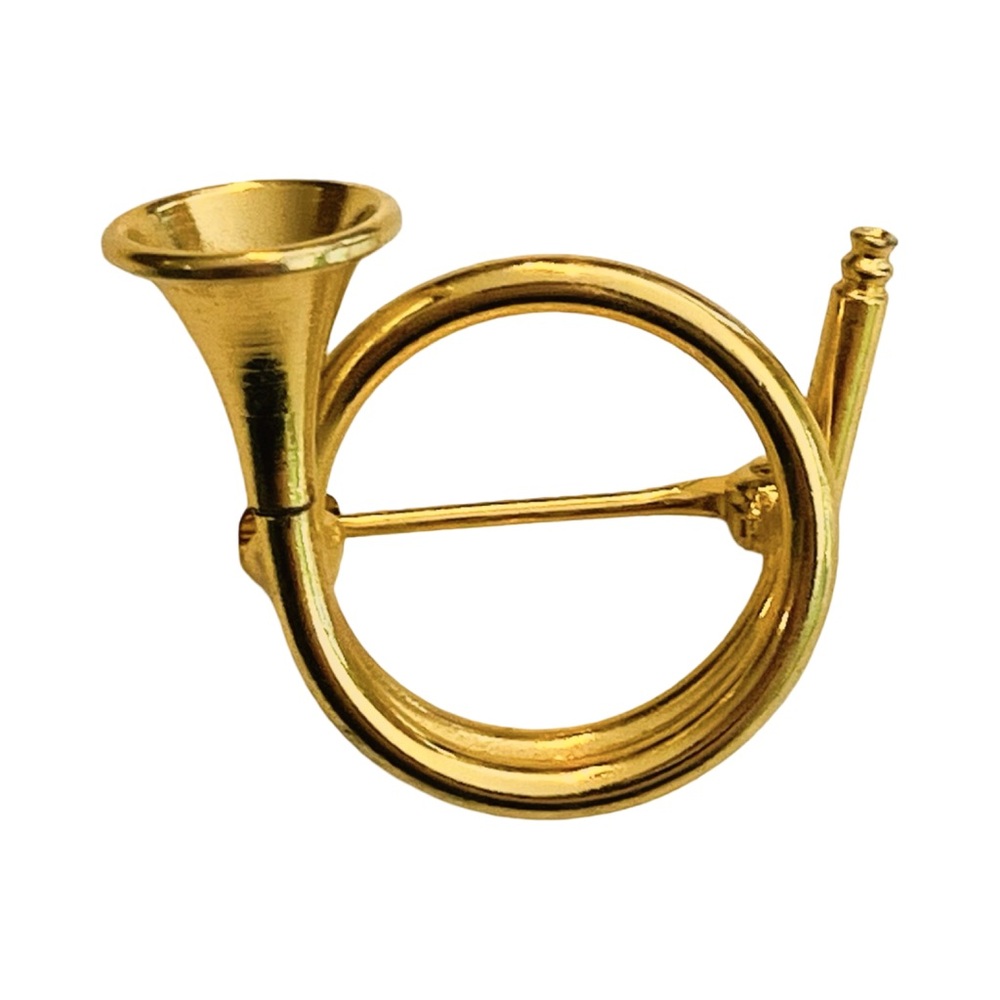 3/$15 Gold Tone French Horn Brooch